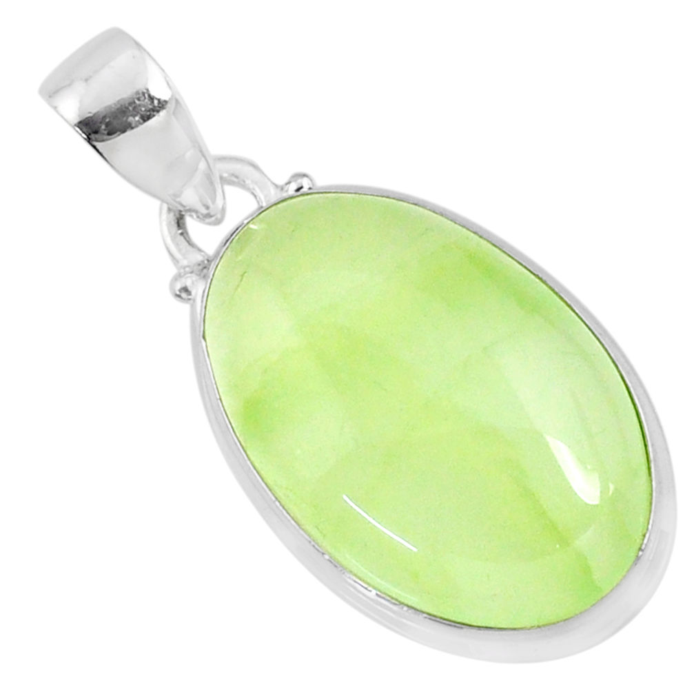 925 sterling silver 17.18cts natural green prehnite oval pendant jewelry r70407