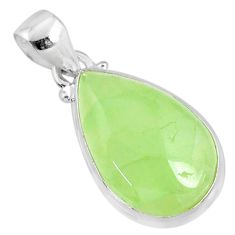 925 sterling silver 16.57cts natural green prehnite pear pendant jewelry r70384