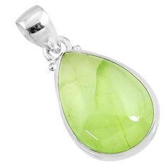 925 sterling silver 16.65cts natural green prehnite pear pendant jewelry r70387