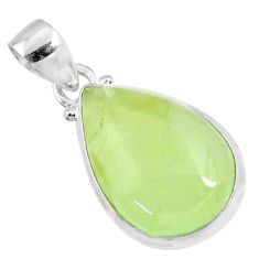 925 sterling silver 14.72cts natural green prehnite pear pendant jewelry r70389