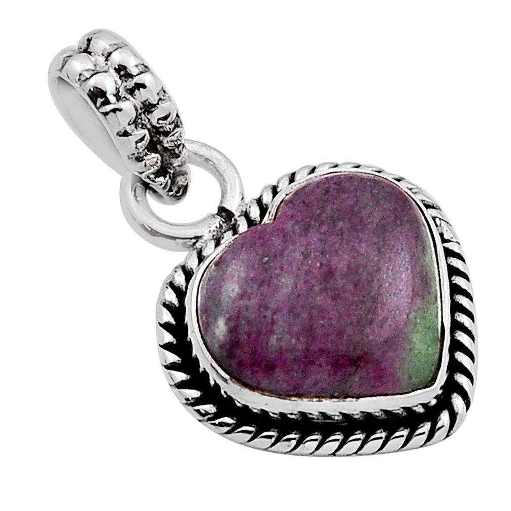 925 sterling silver 5.81cts natural green ruby zoisite pendant jewelry n18132