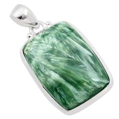 925 sterling silver 20.88cts natural green seraphinite (russian) pendant t78647