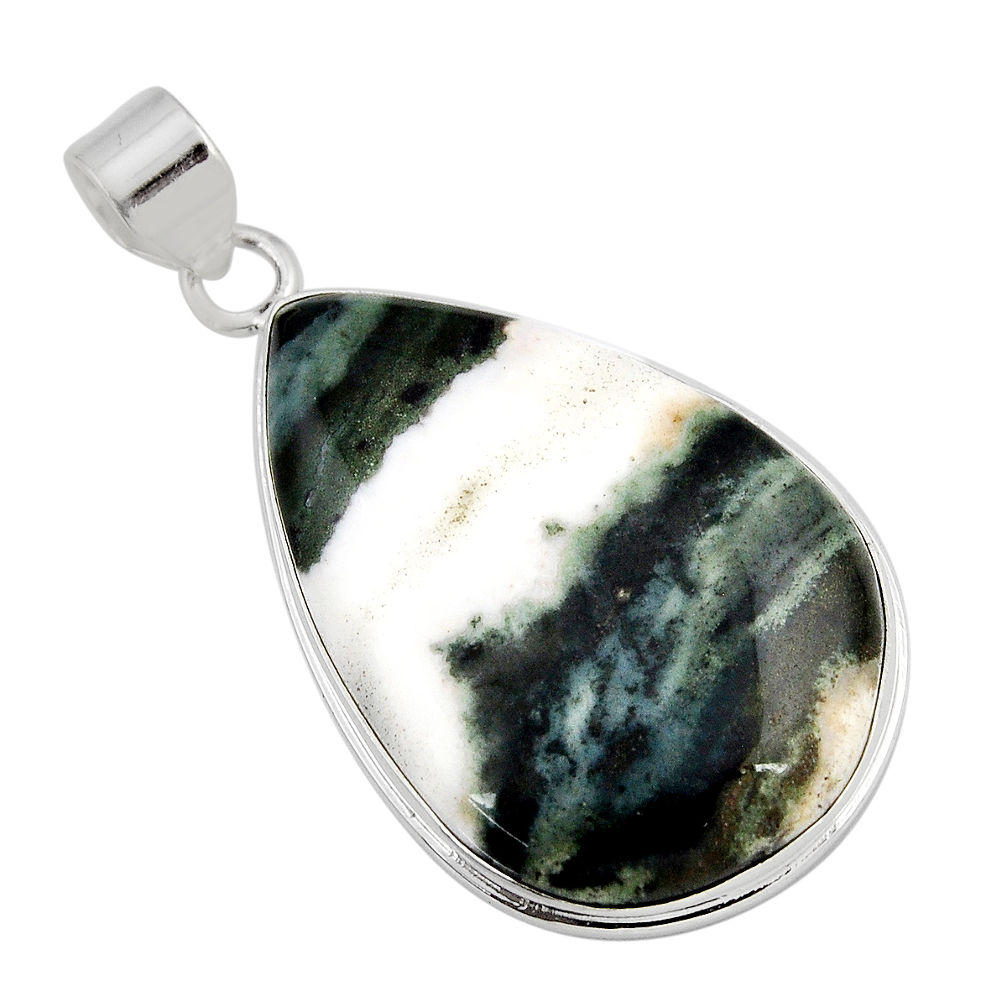 925 sterling silver 40.22cts natural green seraphinite (russian) pendant y54598