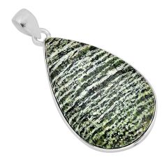 925 sterling silver 18.46cts natural green seraphinite (russian) pendant y77302