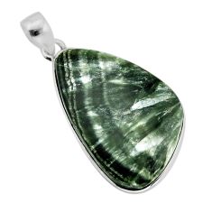 925 sterling silver 15.55cts natural green seraphinite (russian) pendant y77559