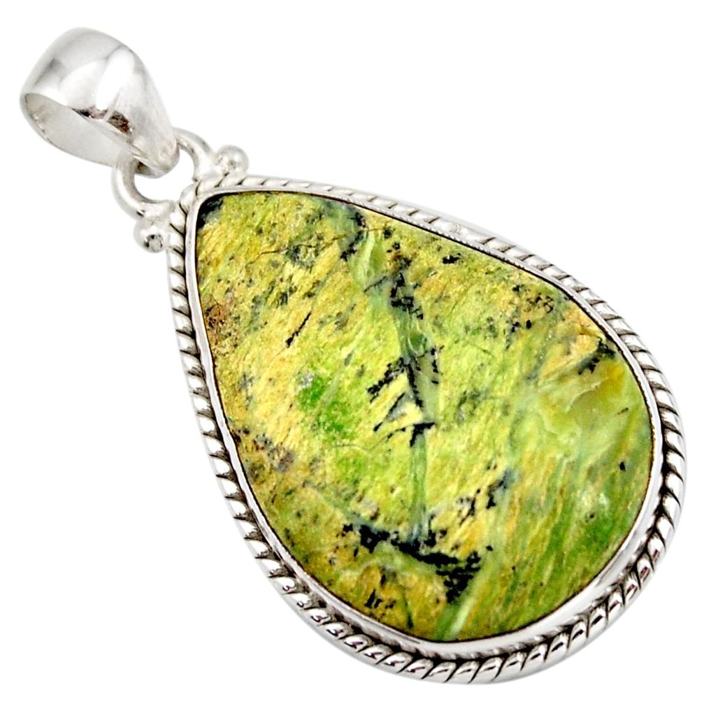 925 sterling silver 18.70cts natural green swiss imperial opal pendant d42324