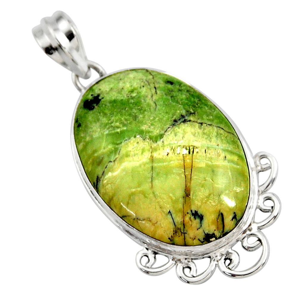 925 sterling silver 16.73cts natural green swiss imperial opal pendant r27678