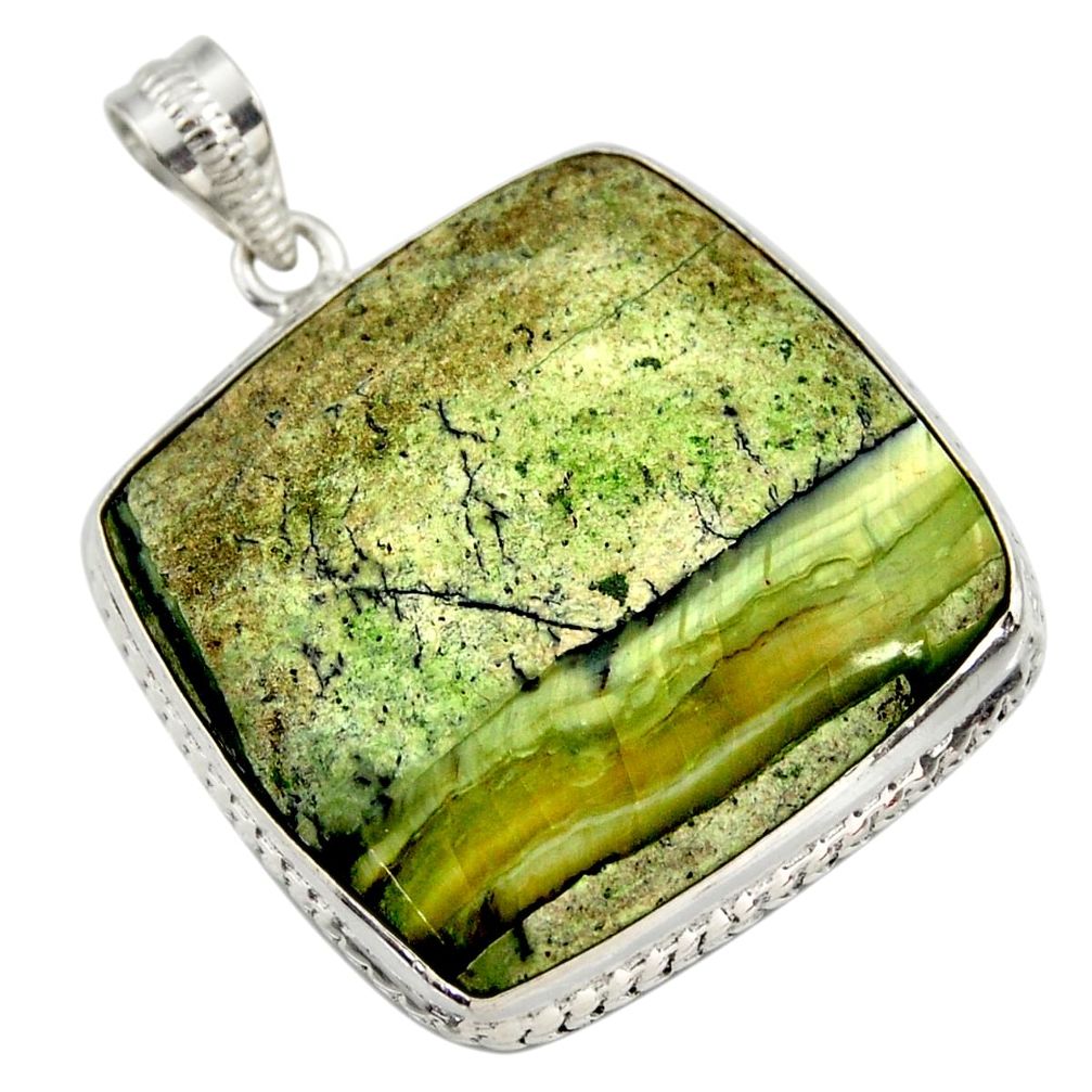 925 sterling silver 37.13cts natural green swiss imperial opal pendant r30508