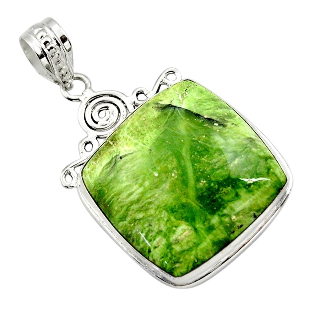 925 sterling silver 22.02cts natural green swiss imperial opal pendant r32173