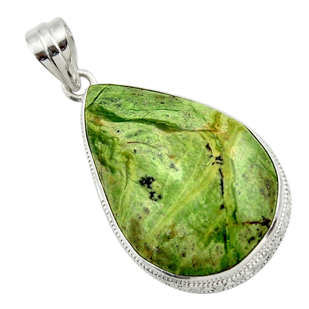 925 sterling silver 24.38cts natural green swiss imperial opal pendant r32178