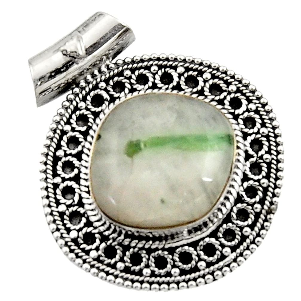 ural green tourmaline in quartz pendant d45031