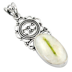 Clearance Sale- 925 sterling silver 13.85cts natural green tourmaline in quartz pendant d46615