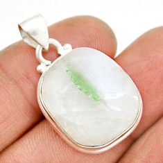925 sterling silver 17.40cts natural green tourmaline in quartz pendant y5883