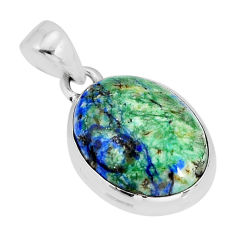 925 sterling silver 13.77cts natural green turquoise azurite oval pendant y75033