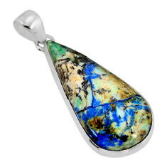 925 sterling silver 25.46cts natural green turquoise azurite pear pendant y71457
