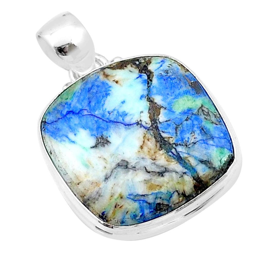 925 sterling silver 15.82cts natural green turquoise azurite pendant u39104