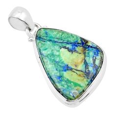 925 sterling silver 17.02cts natural green turquoise azurite pendant u39132