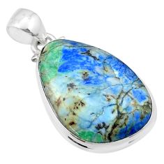 925 sterling silver 18.19cts natural green turquoise azurite pendant u39160