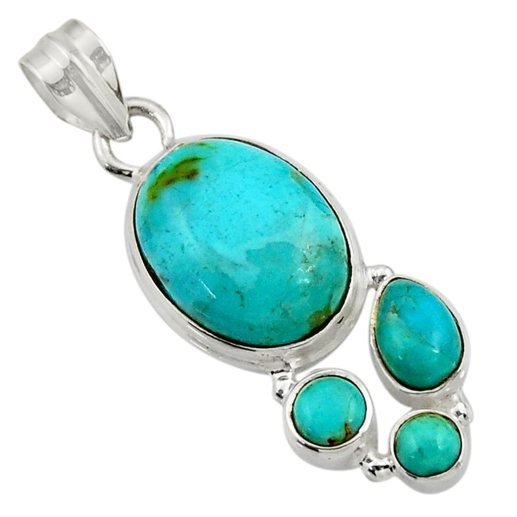 925 sterling silver 12.96cts natural green turquoise tibetan pendant d42937