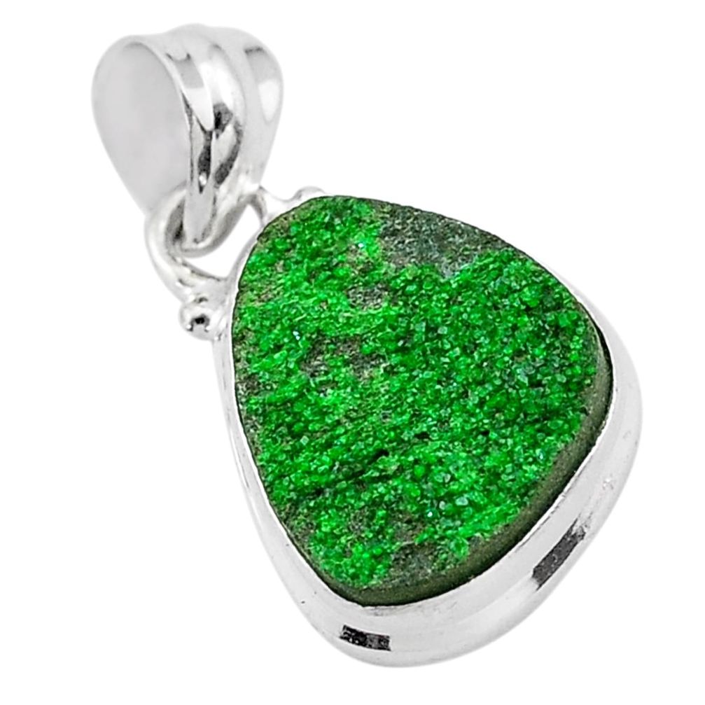 925 sterling silver 10.28cts natural green uvarovite garnet fancy pendant t1945