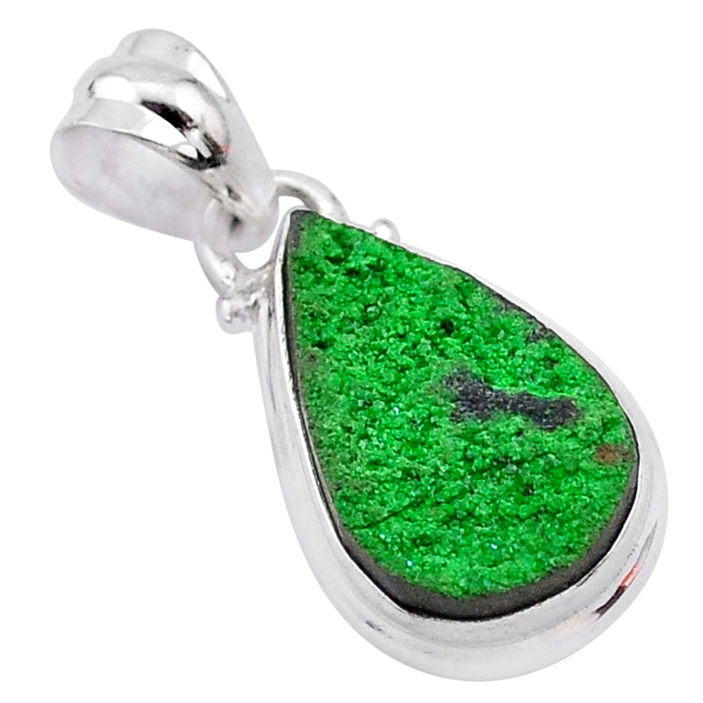 925 sterling silver 7.61cts natural green uvarovite garnet pear pendant t1979