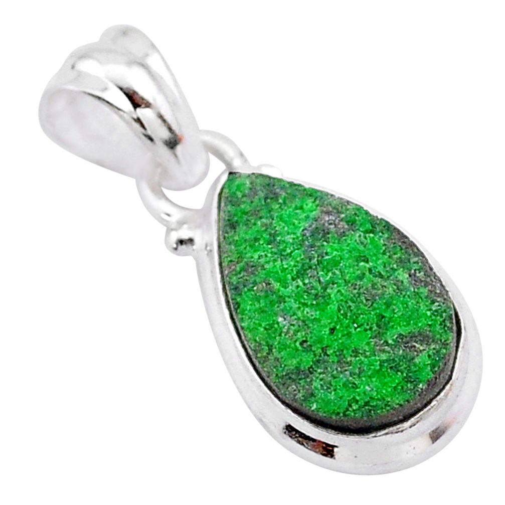 925 sterling silver 5.43cts natural green uvarovite garnet pear pendant t1996