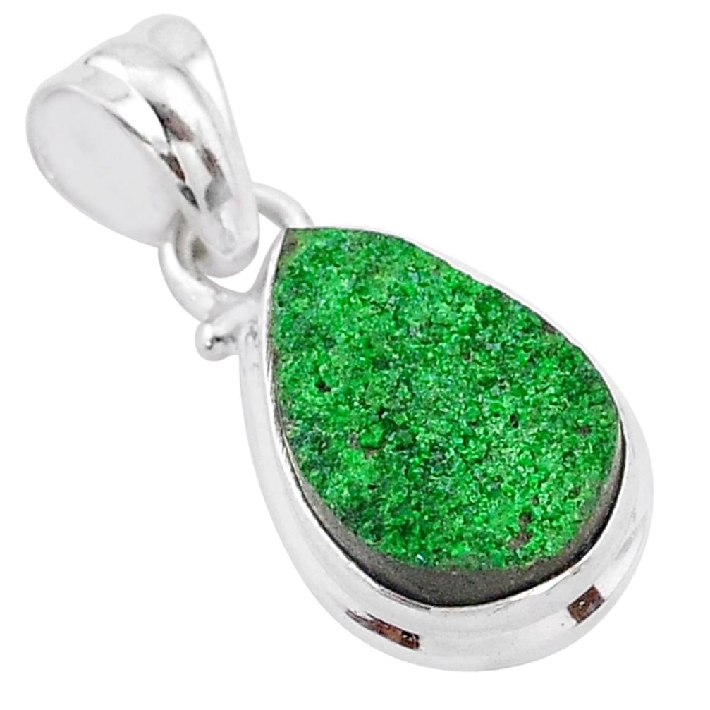 925 sterling silver 6.39cts natural green uvarovite garnet pear pendant t1998