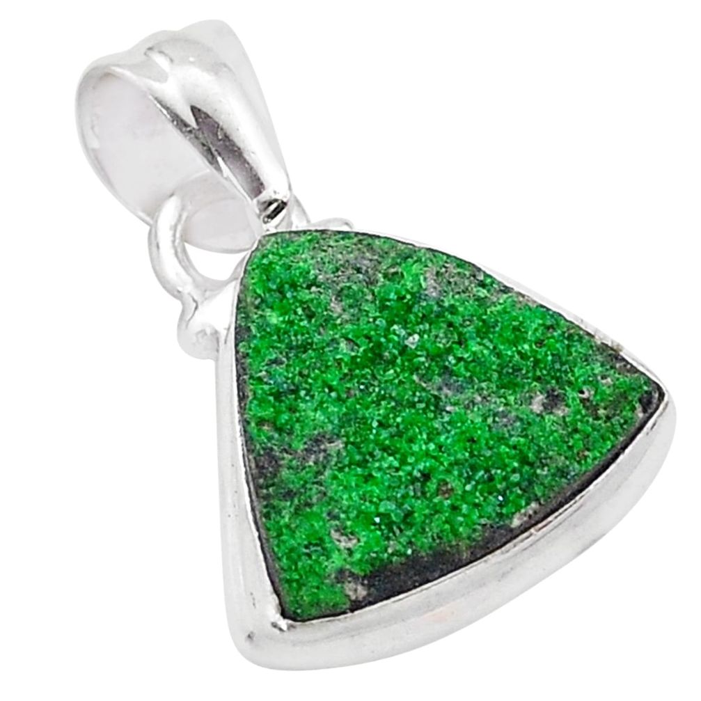 925 silver 6.58cts natural green uvarovite garnet handmade pendant t1967