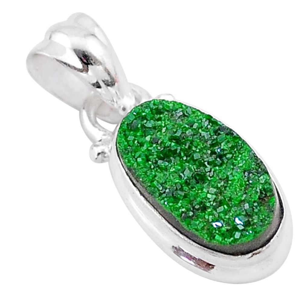 925 silver 3.93cts natural green uvarovite garnet handmade pendant t1988