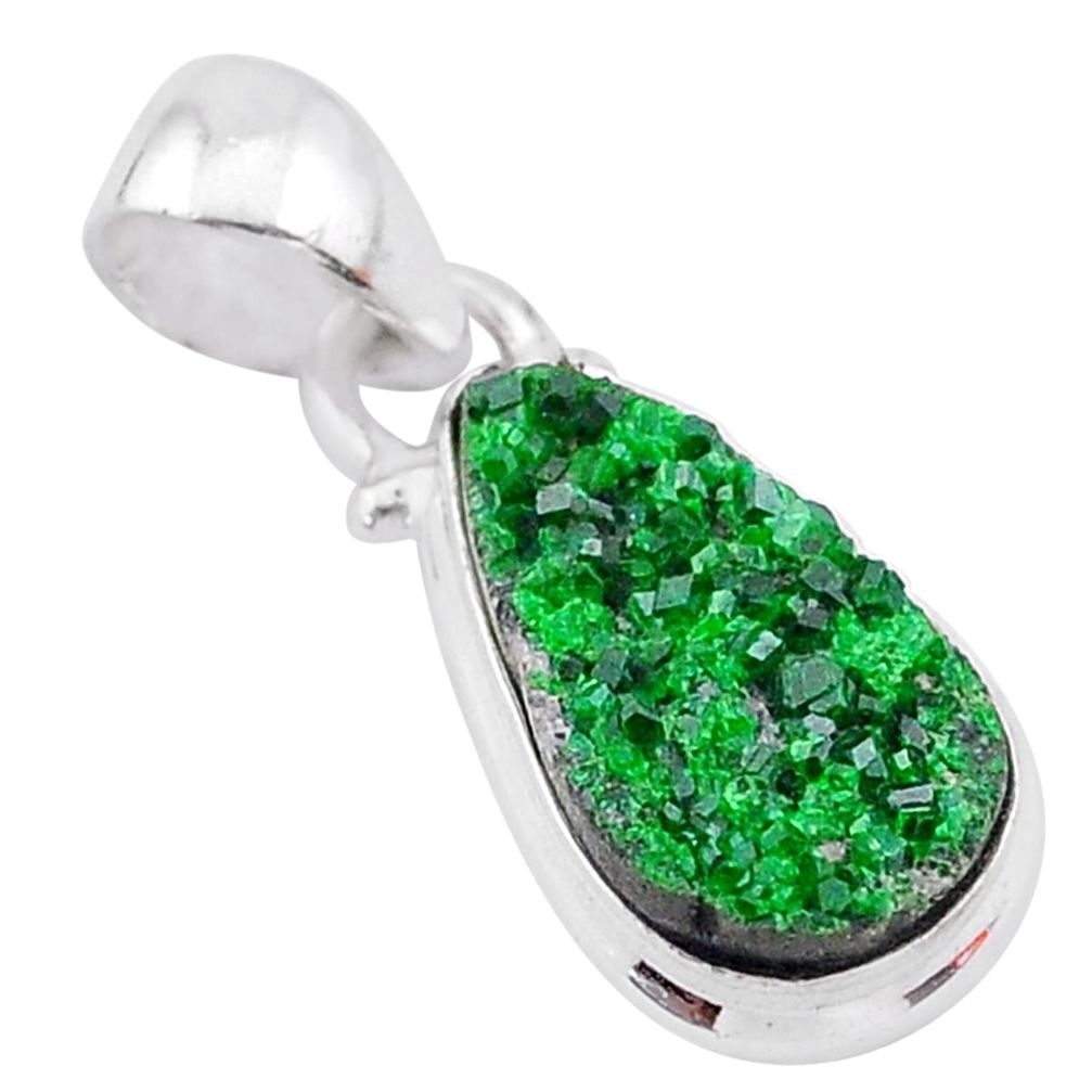 925 silver 6.62cts natural green uvarovite garnet handmade pendant t2051