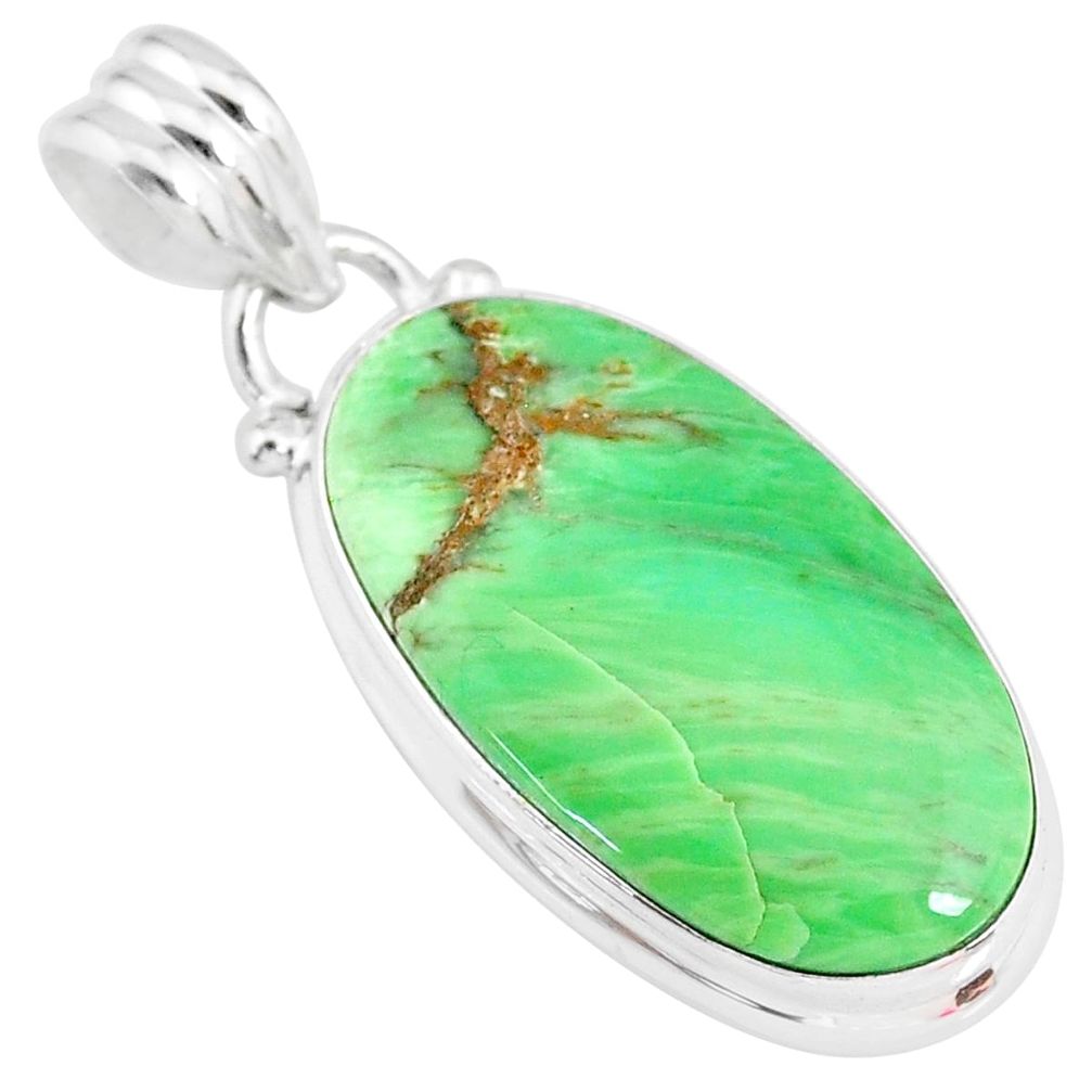 925 silver 13.15cts natural green variscite oval handmade pendant r83585