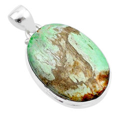 925 sterling silver 13.34cts natural green variscite oval pendant jewelry u39088