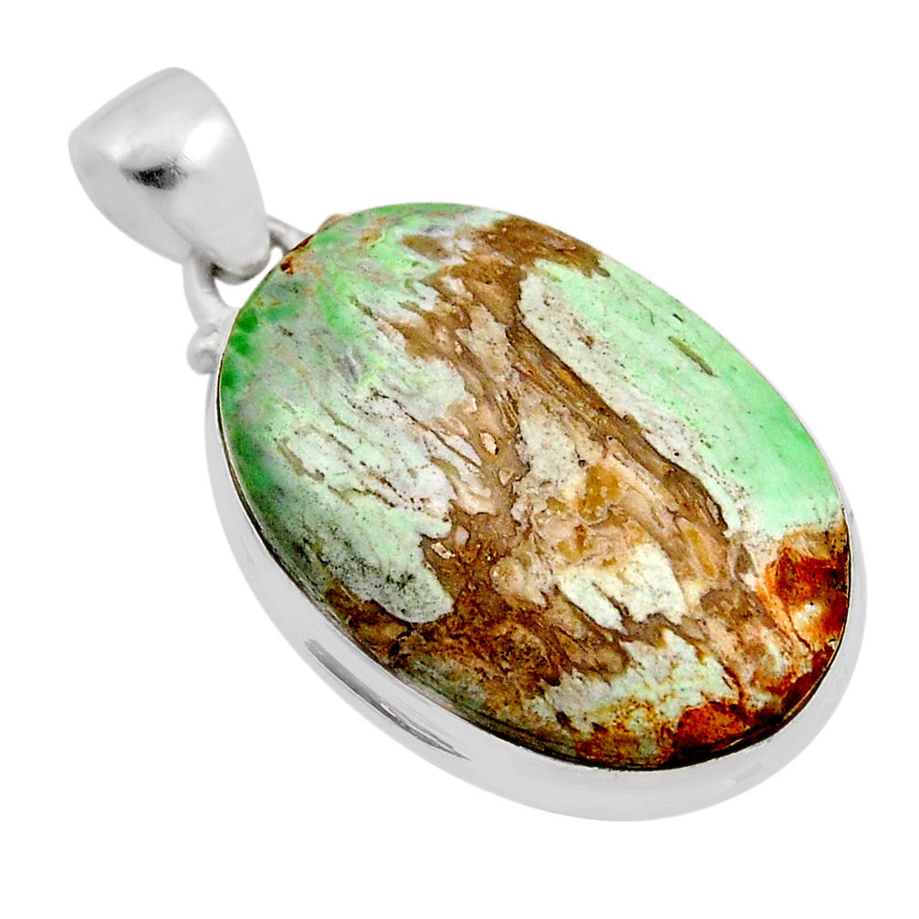 925 sterling silver 13.56cts natural green variscite oval pendant jewelry y92337