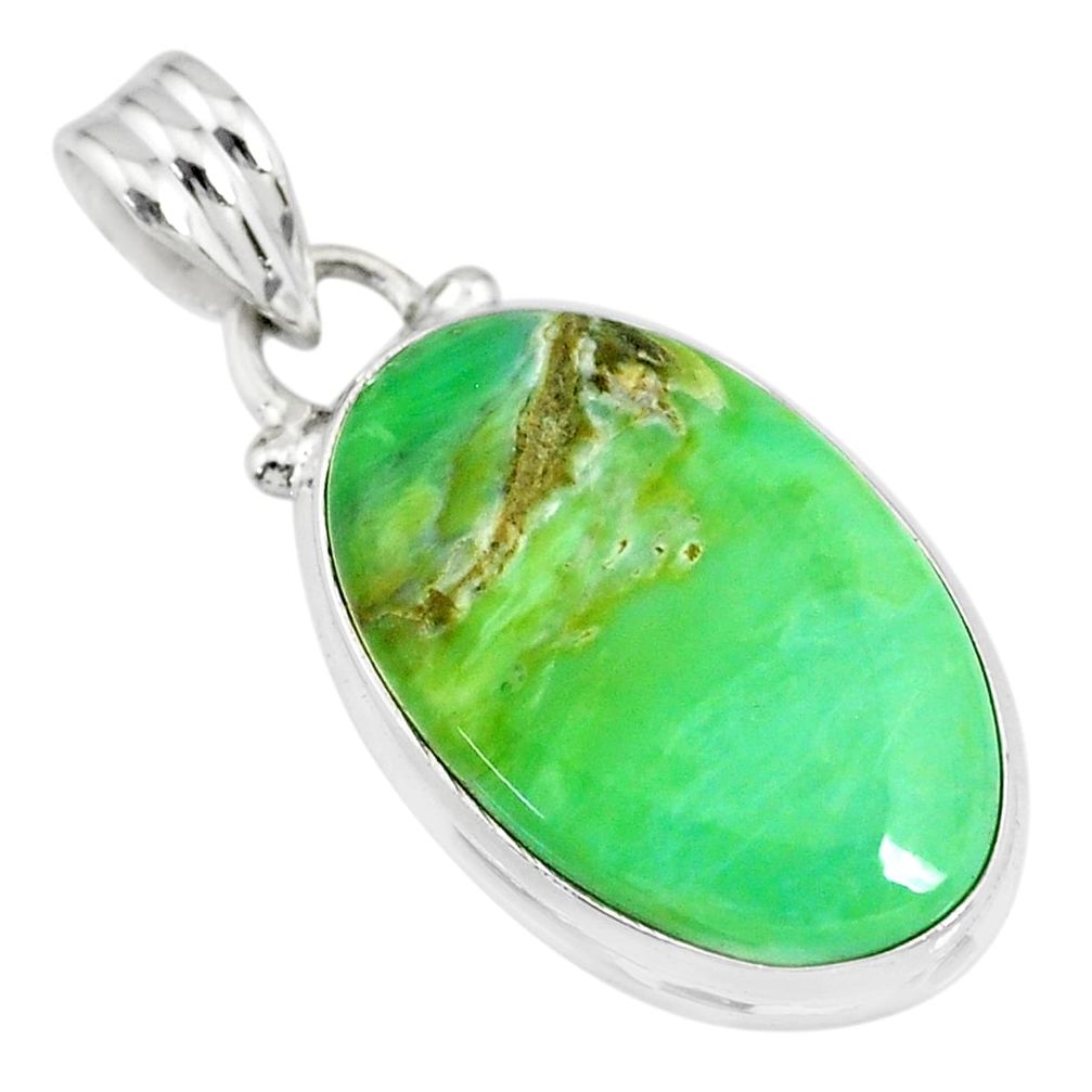 925 sterling silver 13.15cts natural green variscite oval shape pendant r83604