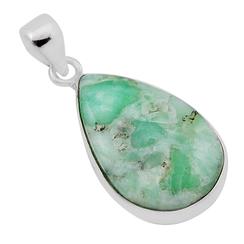 925 sterling silver 12.58cts natural green variscite pear pendant jewelry n19963