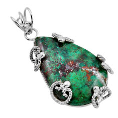 925 sterling silver 29.34cts natural green variscite pear pendant jewelry n24717