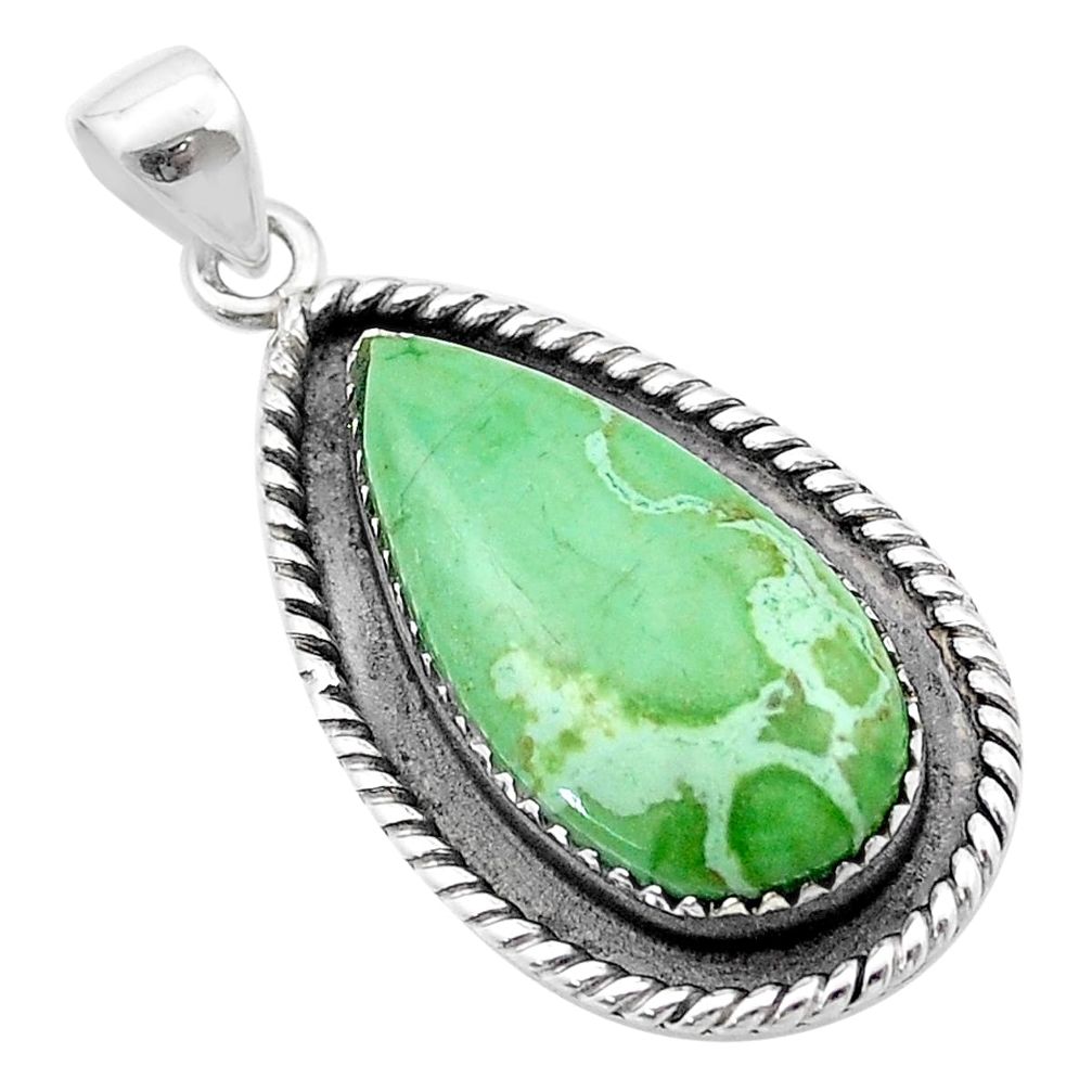 925 sterling silver 17.43cts natural green variscite pear pendant jewelry u39010