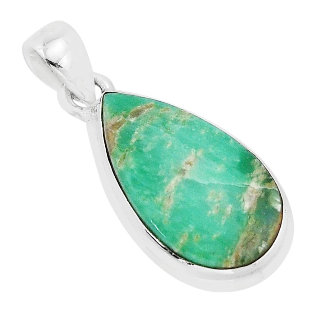 925 sterling silver 8.51cts natural green variscite pear pendant jewelry y64527