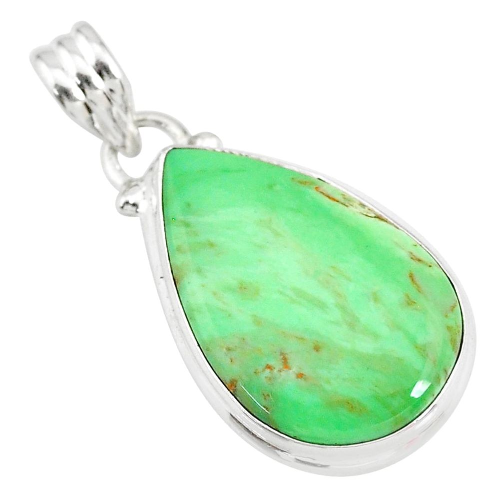 925 sterling silver 14.07cts natural green variscite pear pendant r83600