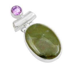 925 sterling silver 18.46cts natural green vasonite amethyst pendant y22939