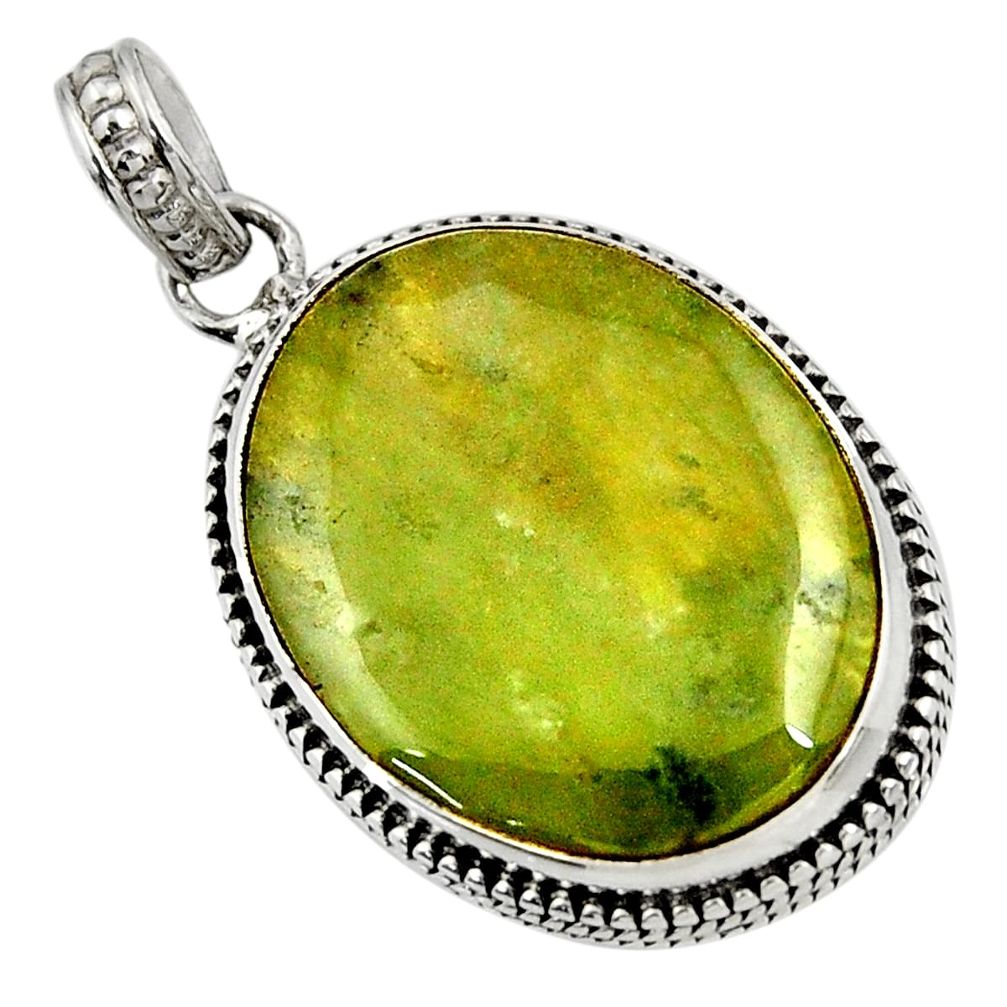 925 sterling silver 23.46cts natural green vasonite oval pendant jewelry d41230