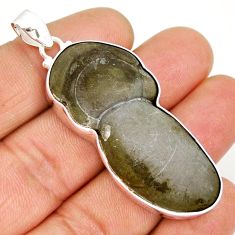925 sterling silver 40.17cts natural grey fairy stone fancy shape pendant y6034