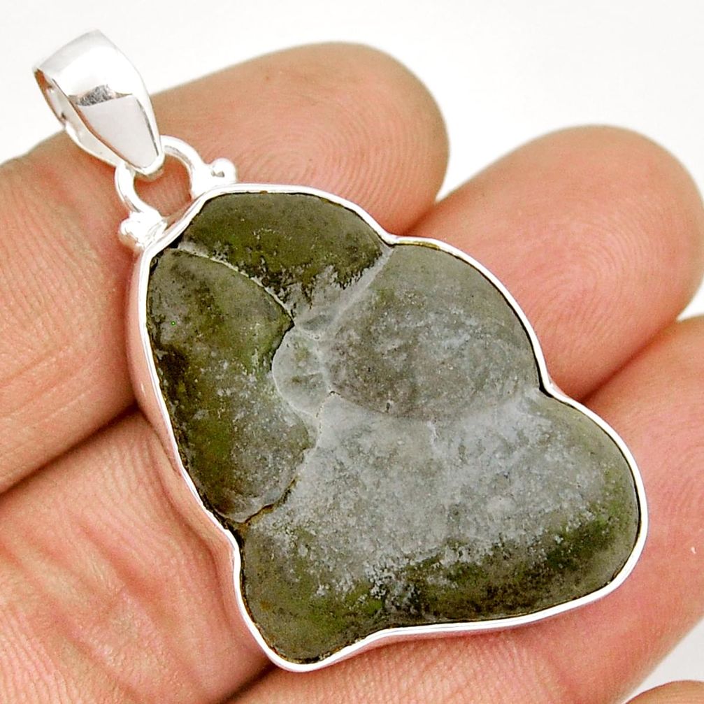 925 sterling silver 29.28cts natural grey fairy stone fancy shape pendant y6038