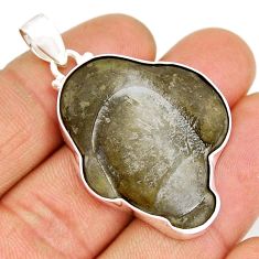 925 sterling silver 30.24cts natural grey fairy stone pendant jewelry y6032