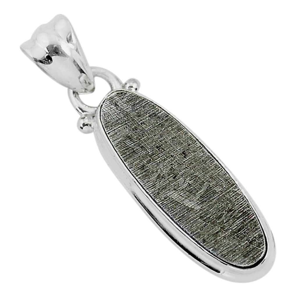 925 sterling silver 7.97cts natural grey meteorite gibeon oval pendant r95332