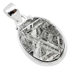 925 sterling silver 16.79cts natural grey meteorite gibeon oval pendant t29106
