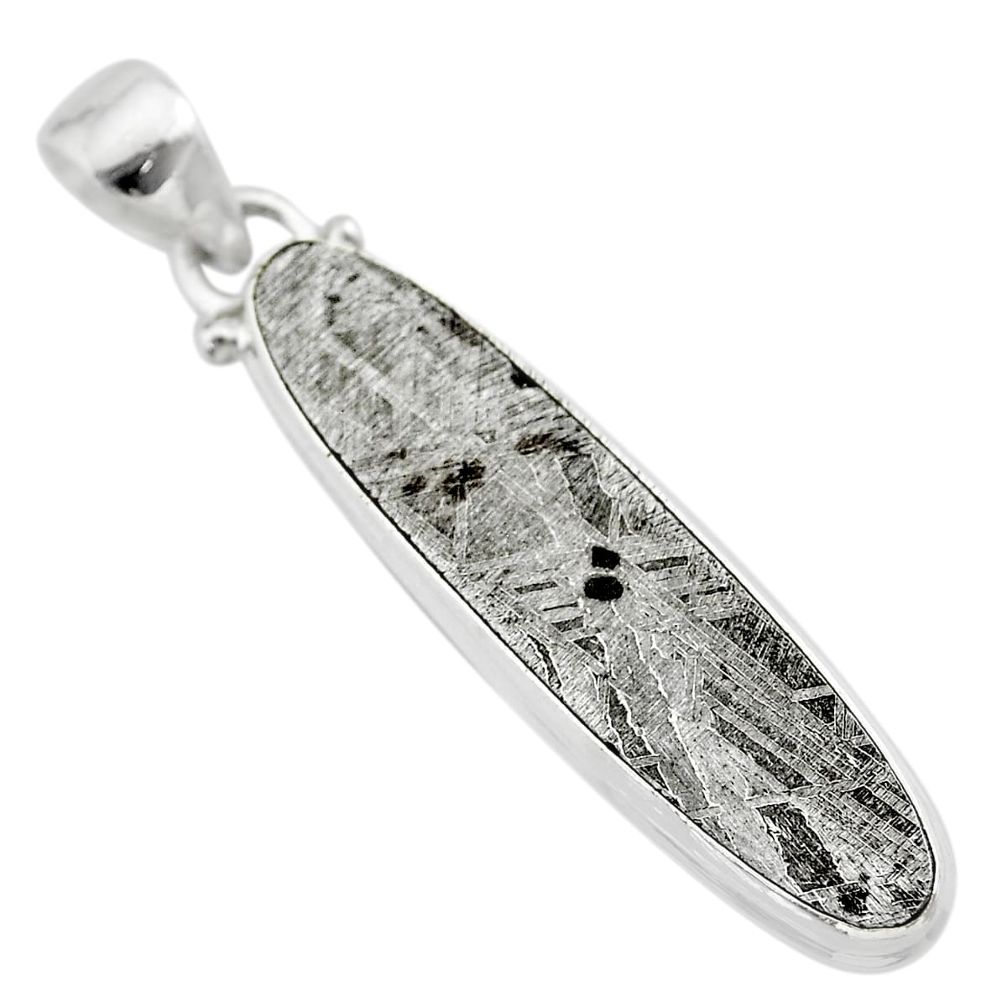 925 sterling silver 12.60cts natural grey meteorite gibeon oval pendant t29144