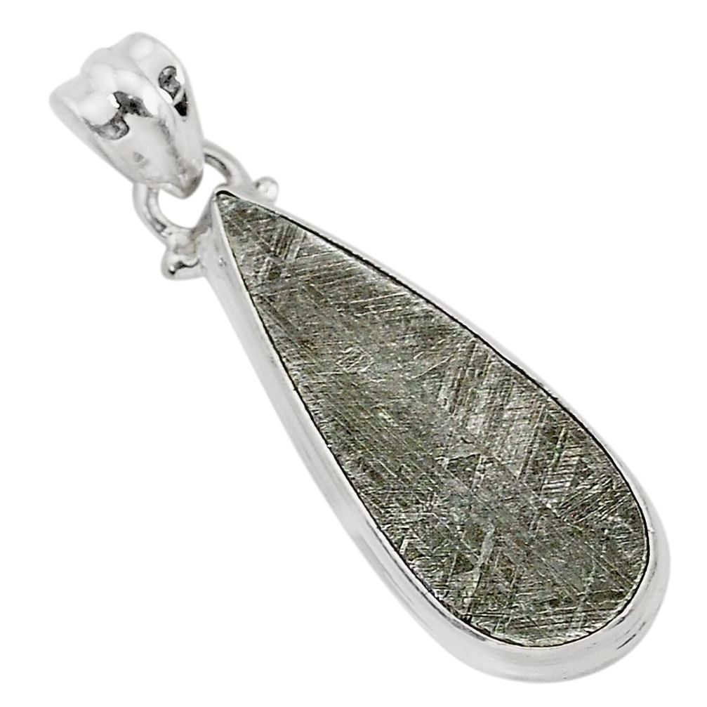925 sterling silver 11.20cts natural grey meteorite gibeon pear pendant r95379
