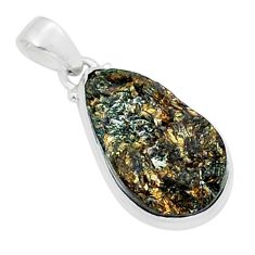 925 sterling silver 11.16cts natural grey meteorite gibeon pear pendant y15144