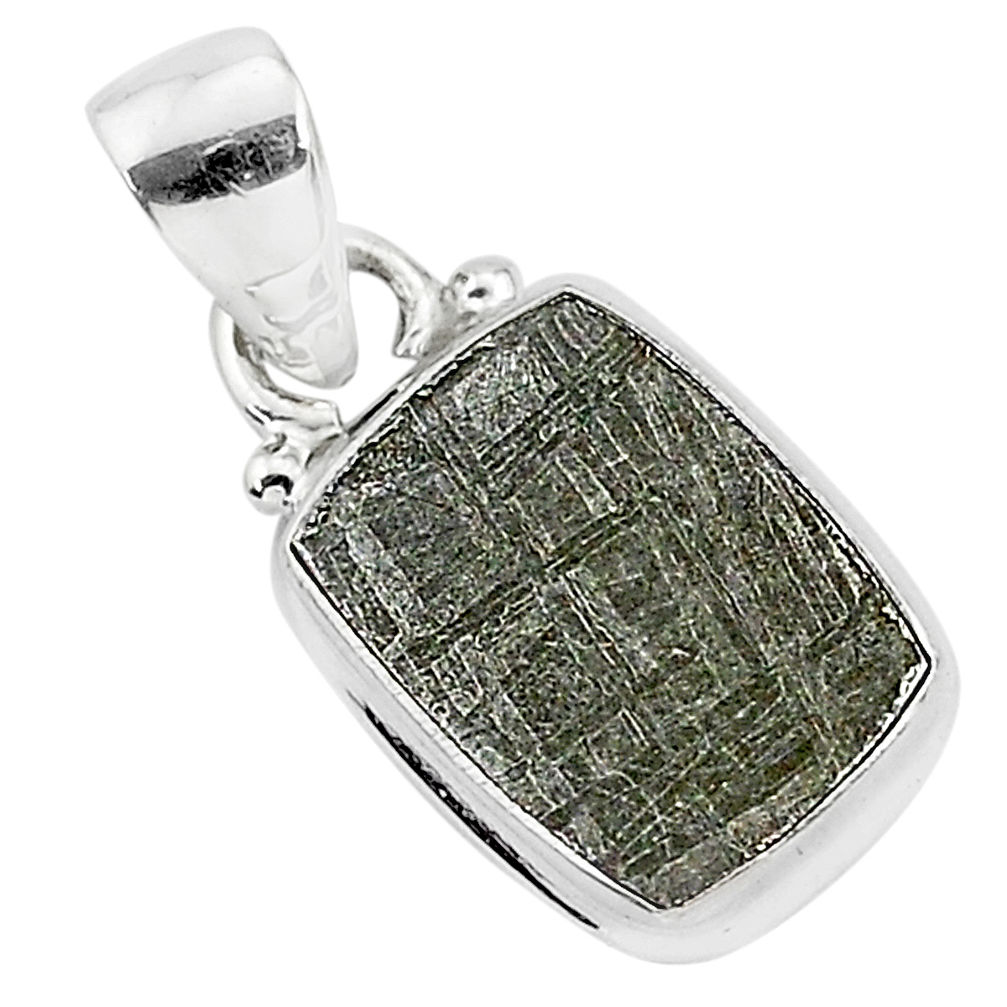 925 sterling silver 7.24cts natural grey meteorite gibeon pendant jewelry r95320